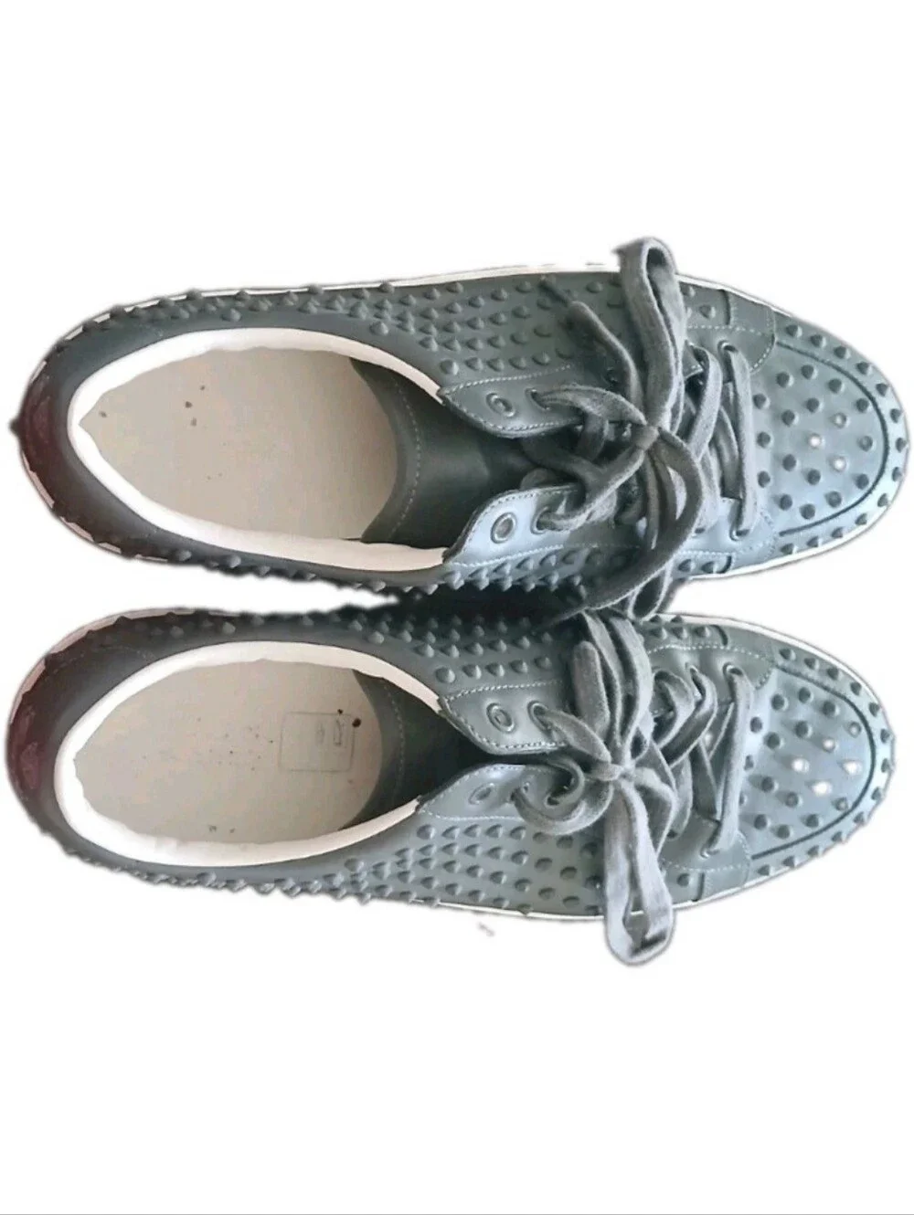 Gucci Men's Gray Spiked Low Top Leather Sneakers Size:10